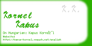 kornel kapus business card